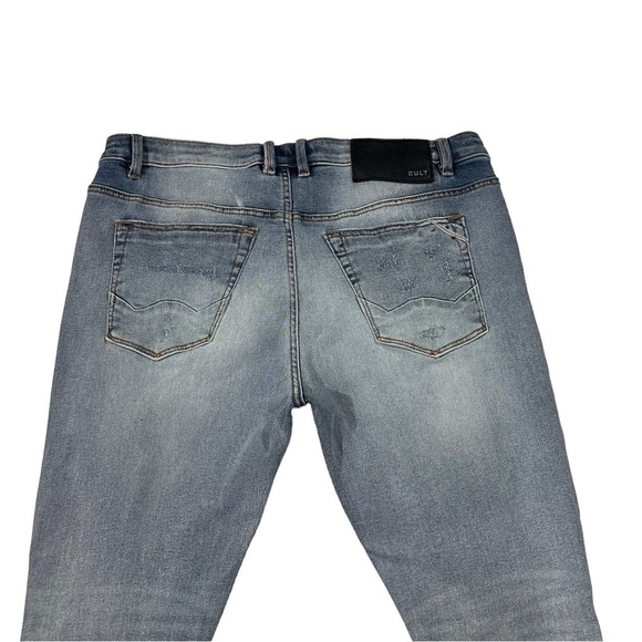 Cult of Individuality Punk Super Skinny Men Light Wash Jean Sz 40x32 Drip Ripped - Picture 8 of 16